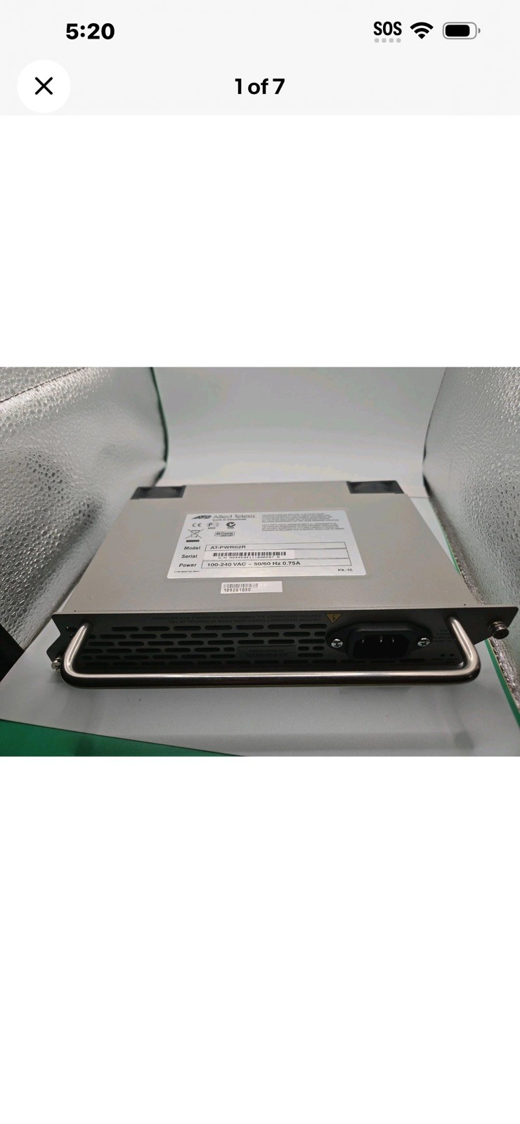 ATI Allied Telesis AT-PWR02 Power Supply Module 074-000047 PSU-PC212-07 100-240V ATI Allied Telesis AT-PWR02 Power Supply Module 074-000047 PSU-PC212-07 100-240V