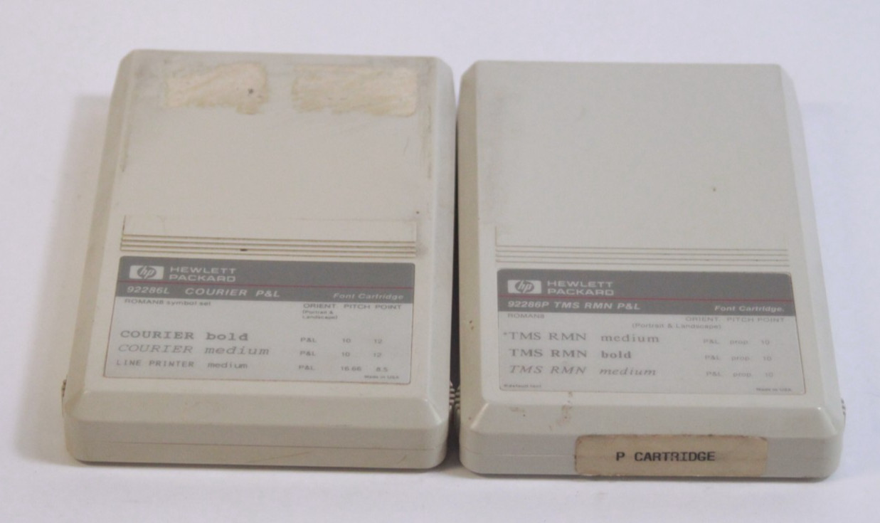 Vintage 92286L 92286P Hewlett Packard Courier P&L Font Cartridges Untested Vintage 92286L 92286P Hewlett Packard Courier P&L Font Cartridges Untested