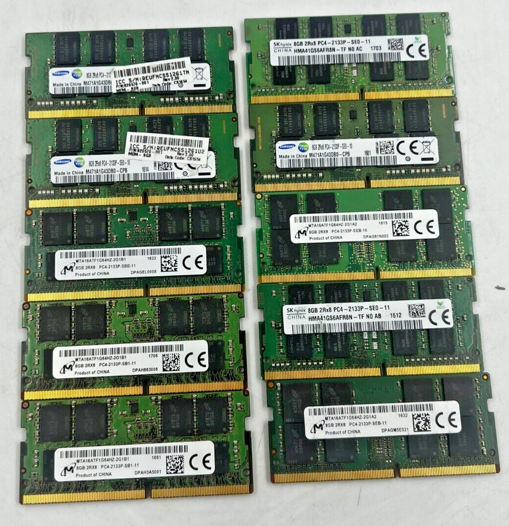 10 LOT - 8GB 2Rx8 PC4-2133P DDR4 SO-DIMM Memory Laptop RAM - MIXED BRANDS