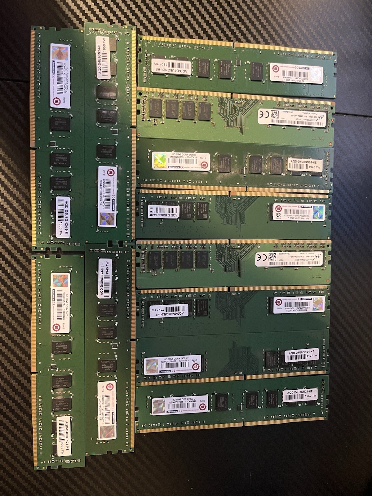 Advantech Memory Modules 8G DDR4-2400 1GX8 1.2V HYX AQD-D4U8GN24-HE LOT OF 12