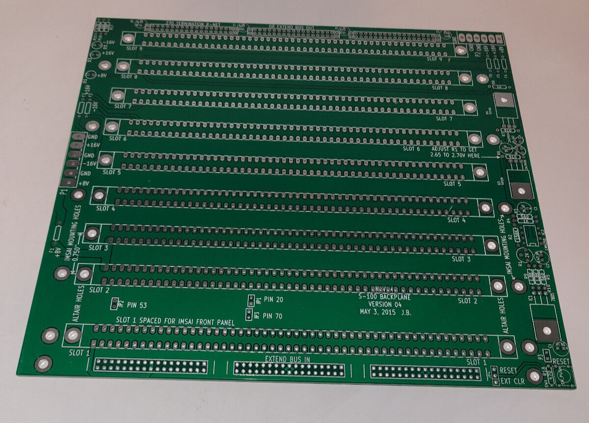 S-100 backplane motherboard bare PCB 9 slot (for Altair/IMSAI)