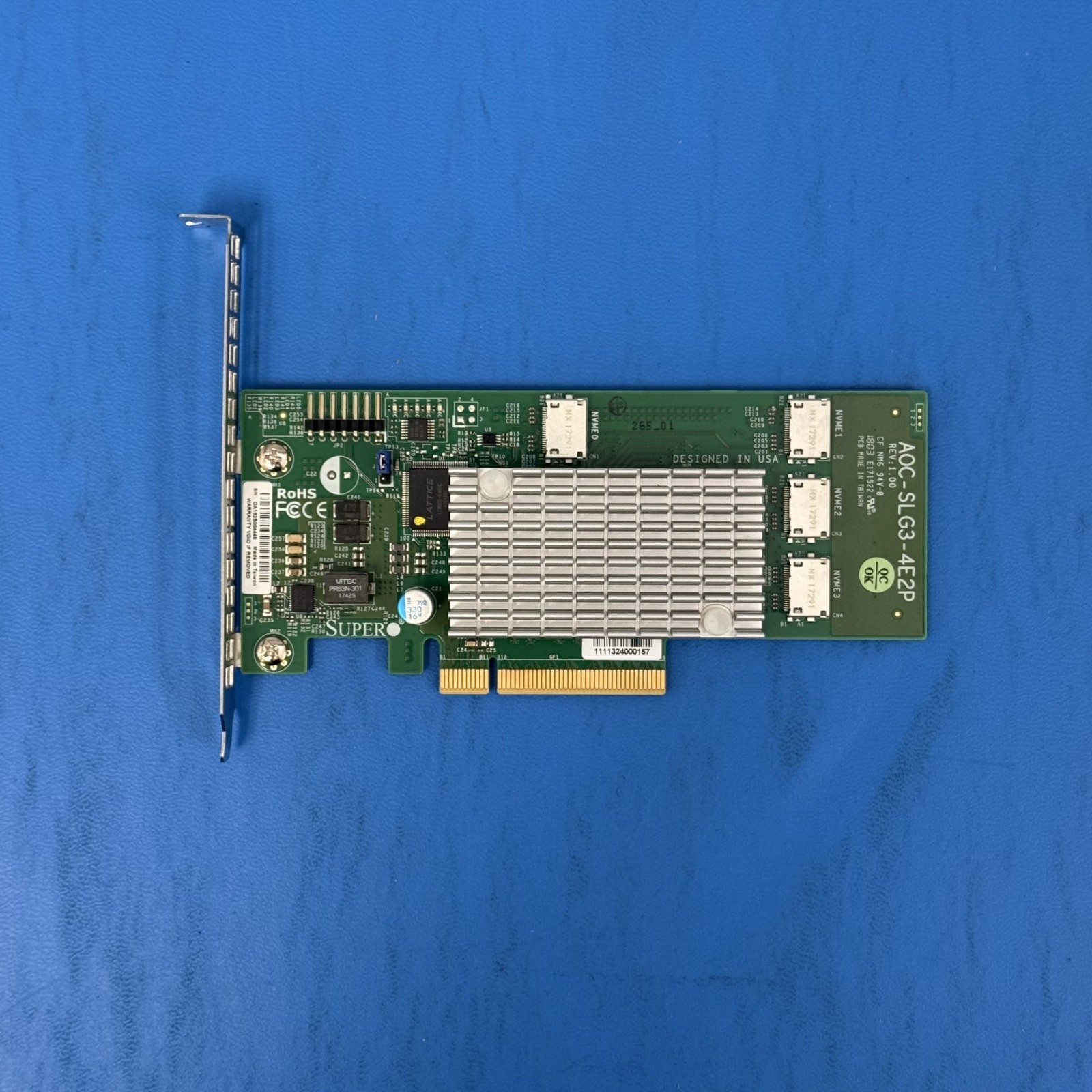 Genuine SuperMicro AOC-SLG3-4E2P 4-Port Gen-3 Internal NVMe Host Bus Adapter Genuine SuperMicro AOC-SLG3-4E2P 4-Port Gen-3 Internal NVMe Host Bus Adapter