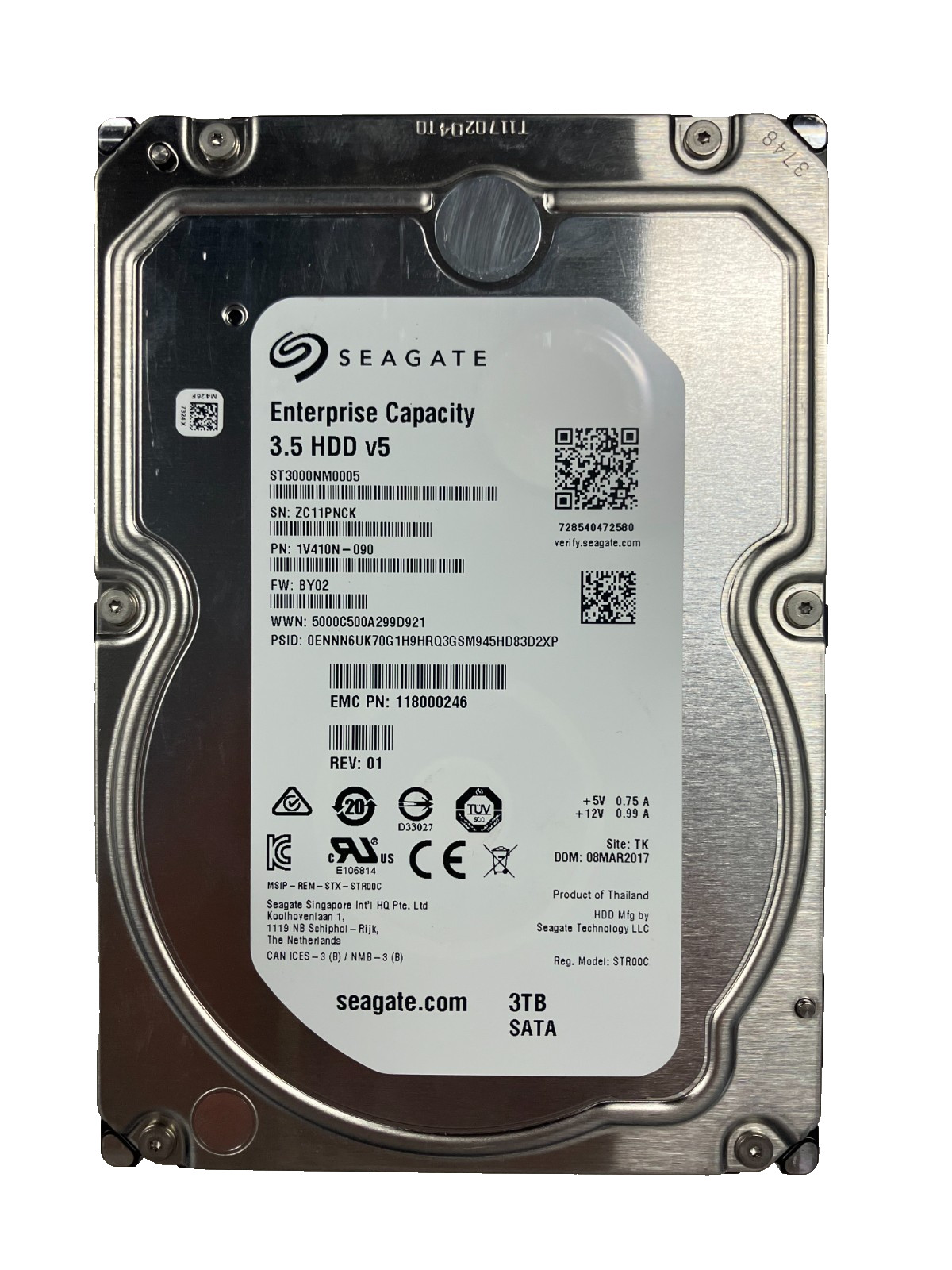 Seagate ST3000NM0005 HDD 3TB SATA 6Gb/s 7.2K 3.5