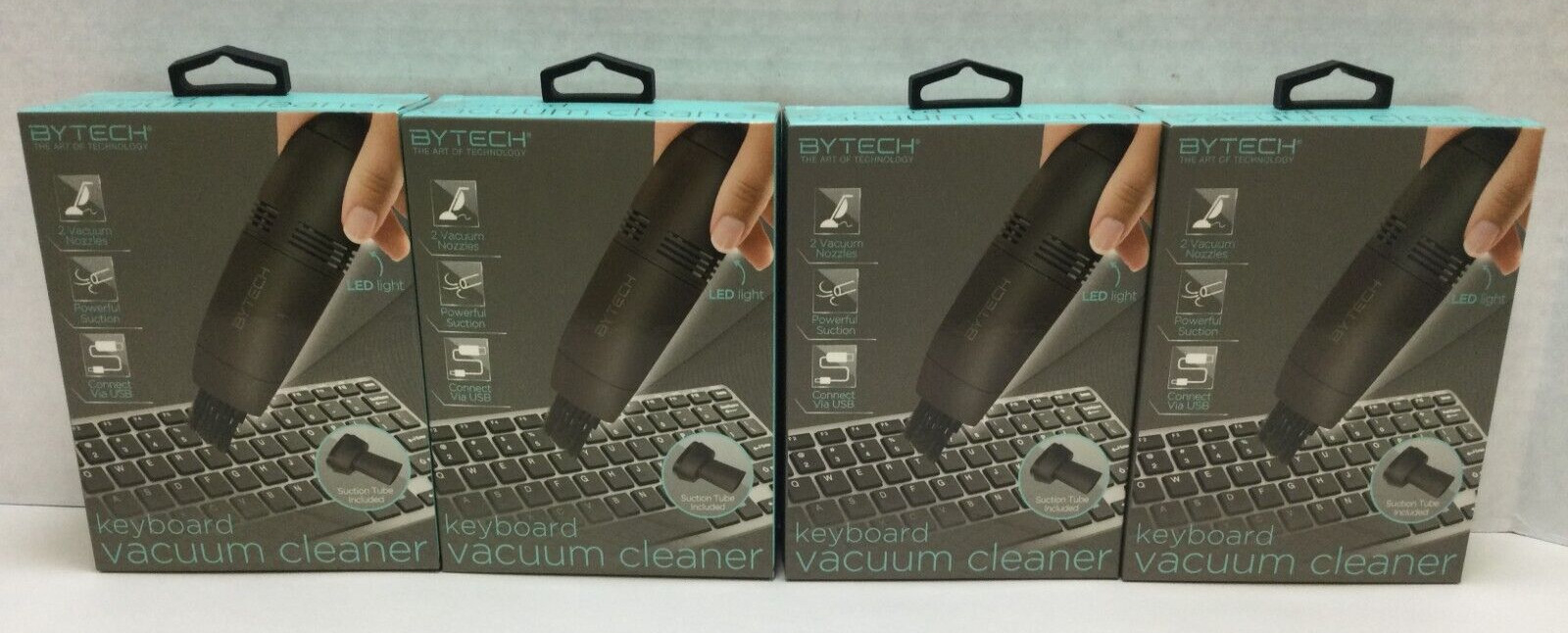 BYTECH Keyboard Vacuume Cleaner, 2 Nozzles, Powerful Suction, LED Light, 4 Pack