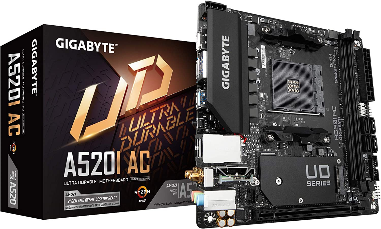 Gigabyte A520I AC (AMD Ryzen Am4/Mini-Itx/Direct 6 Phases Digital PWM with 55A