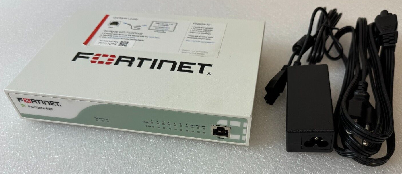 Fortinet Fortiwifi 60D FG-60D Security Appliance Firewall / VPN w/ AC Adapter