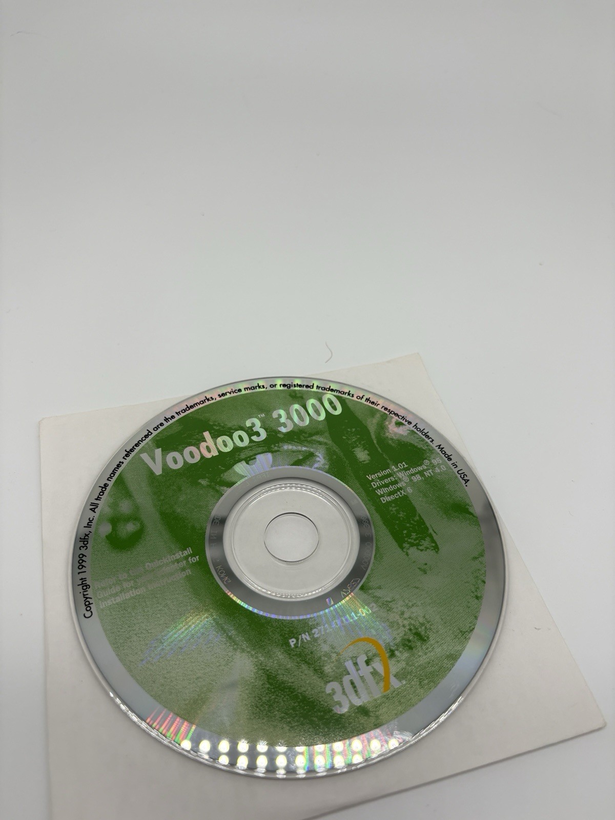3dfx Voodoo 3 3000 AGP Install Disc TESTED