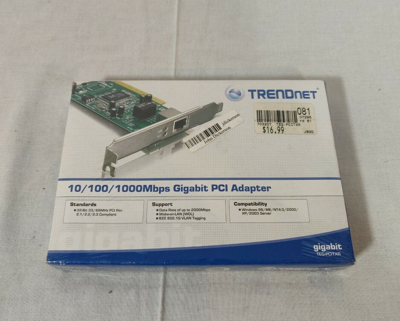 Trendnet 10/100/1000 Mbps Gigabit PCI Adapter (TEG-PCITXR) - Vintage, Sealed