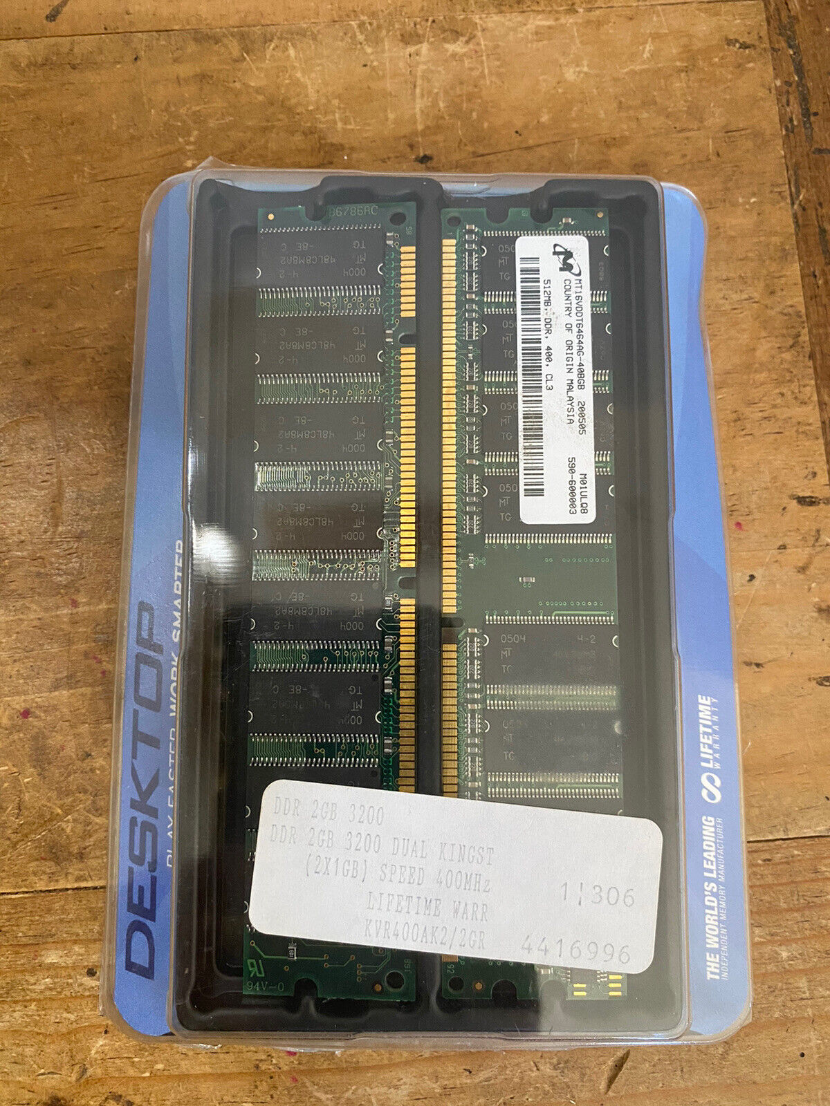 Kingston ValueRAM 2 GB DIMM 400 MHz DDR Memory (KVR400AK2/2GR)