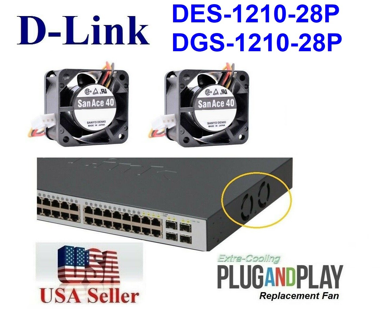 2x New Replacement Fans for D-Link DES-1210-28P DGS-1210-28P 2x New Replacement Fans for D-Link DES-1210-28P DGS-1210-28P