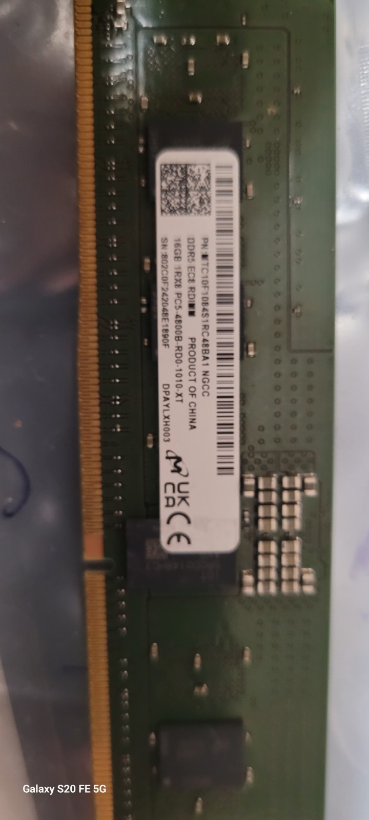 MICRON 16GB DDR5 1Rx8 PC5-4800B ECC RDIMM MTC10F1084S1RC48BA1 NGCC MICRON 16GB DDR5 1Rx8 PC5-4800B ECC RDIMM MTC10F1084S1RC48BA1 NGCC