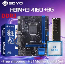 SOYO H81M B85 Gaming Motherboard Kit with Intel Xeon i3 4160 CPU, 8G*1 GDDR3 RAM picture