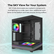 MONTECH SKY 3 SKY3B Panoramic Glass ATX PC Case Black w/3x120mm ARGB PWM Fans picture