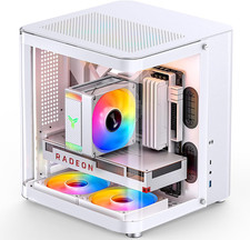 TK-1 White Micro ATX Mini Tower Case with Hyperboloid Glass Design picture