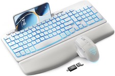 SABLUTE Wireless Keyboard and Mouse Combo - Ergonomic Wave Keyboard with Soft... picture