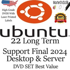 Ubuntu 22 LTS Desktop & Server DVD New Version 8-2024 AMD64 Same Day Shipping. picture
