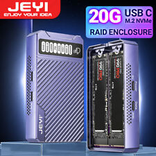 JEYI Dual M.2 NVMe Enclosure, Touch Control 20Gbps 2-Bay Hardware RAID SSD Case picture