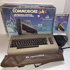 VINTAGE COMMODORE 64 COMPUTER W/BOX, DUST COVER, POWER SUPPLY, MANUAL c. 1982 picture