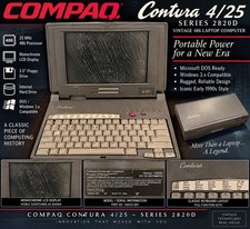 Vintage Compaq Contura 4/25 2820D 486 Laptop Computer DOS Windows 3.x Untested picture