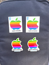 Vintage Apple Computer Rainbow Logo Sticker Lot of 4 Bend Back and Peel picture