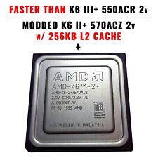 Modded AMD K6 2+ 570ACZ to K6 III+ 550ACR CPU • K6 3+ 256kb Cache • 600-650Mhz+ picture