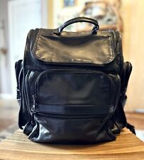 Tumi Black Nappa Genuine Leather Daypack Laptop Backpack Vintage picture