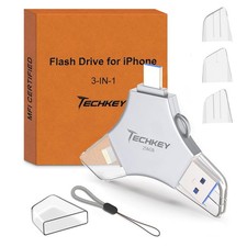 256GB USB Flash Drive for iPhone iPad Android PC MFi Certified 3-in-1 Silver picture