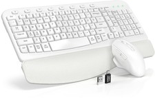 SABLUTE Wireless Keyboard and Mouse Combo, Ergonomic Wave Keys, Cushioned Pla... picture