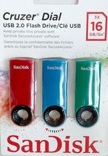 3 X 16GB SanDisk USB 2.0 Cruzer dial Flash Drive picture