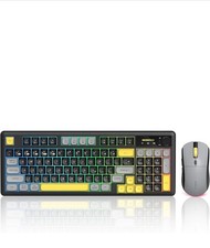 MICROPACK Wireless Keyboard Mouse Combo RGB Backlit 2.4G Bluetooth Gray Yellow picture