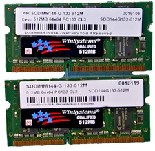 1GB 2x 512MB Kit PC133 SODIMM Laptop RAM WinSystems Qimonda 144-Pin 133MHz Good picture